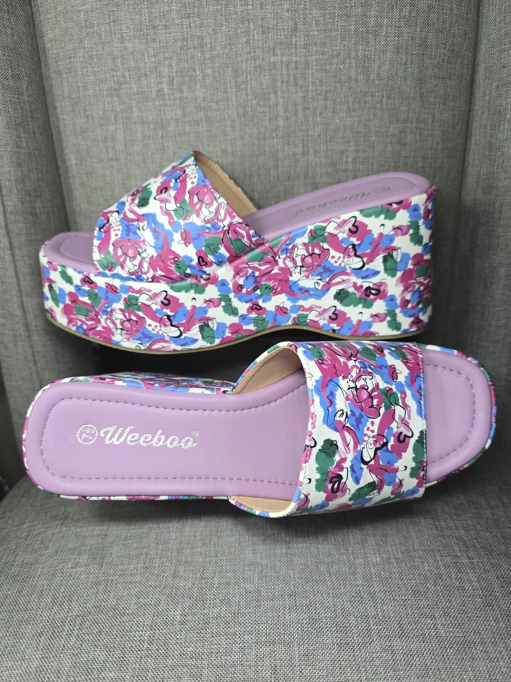 Jena by Weeboo Floral Platform Slide - Pink Lilac